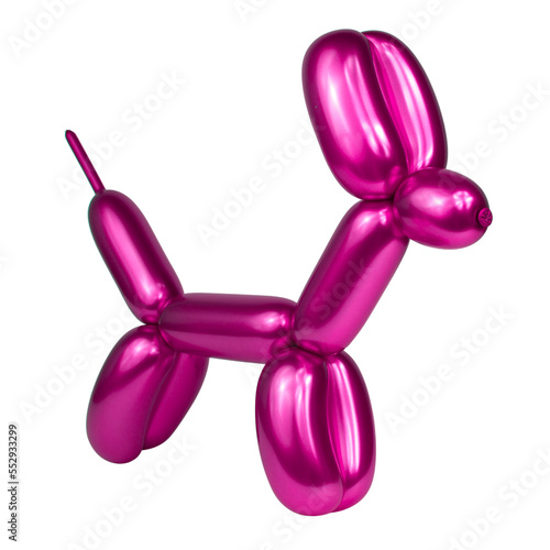 Pink festive balloon dog air craft isolated on the white background