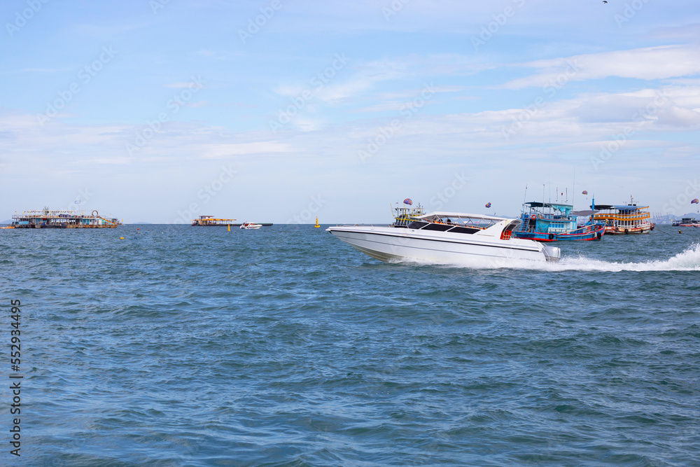 Boats on the sea. Pattaya city, Thailand