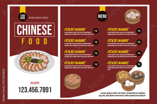 Restaurant Cafe menu, template design. Chinese food