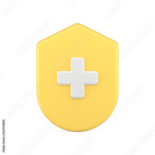 Medical health protection shield cross 3d icon