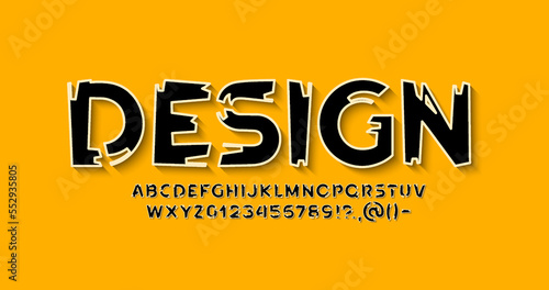 Rough wood, cursive font alphabet, hand drawn brush stroke, vector illustration 10EPS