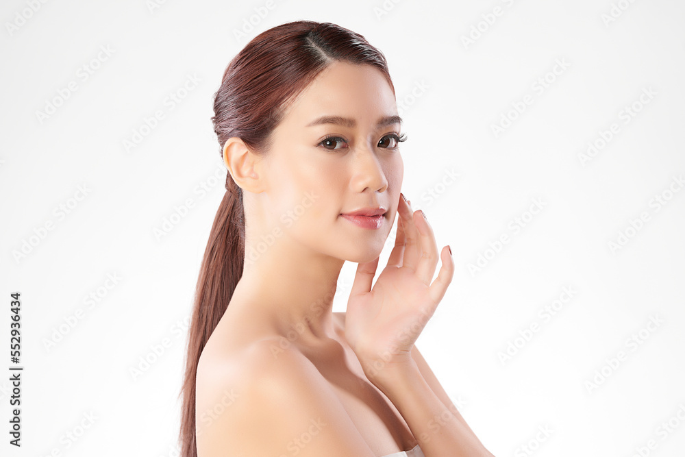 Beautiful young asian woman with clean fresh skin on white background, Face care, Facial treatment, Cosmetology, beauty and spa, Asian women portrait. Beautiful young asian woman with clean fresh skin on white background, Face care, Facial treatment, Cosmetology, beauty and spa, Asian women portrait.