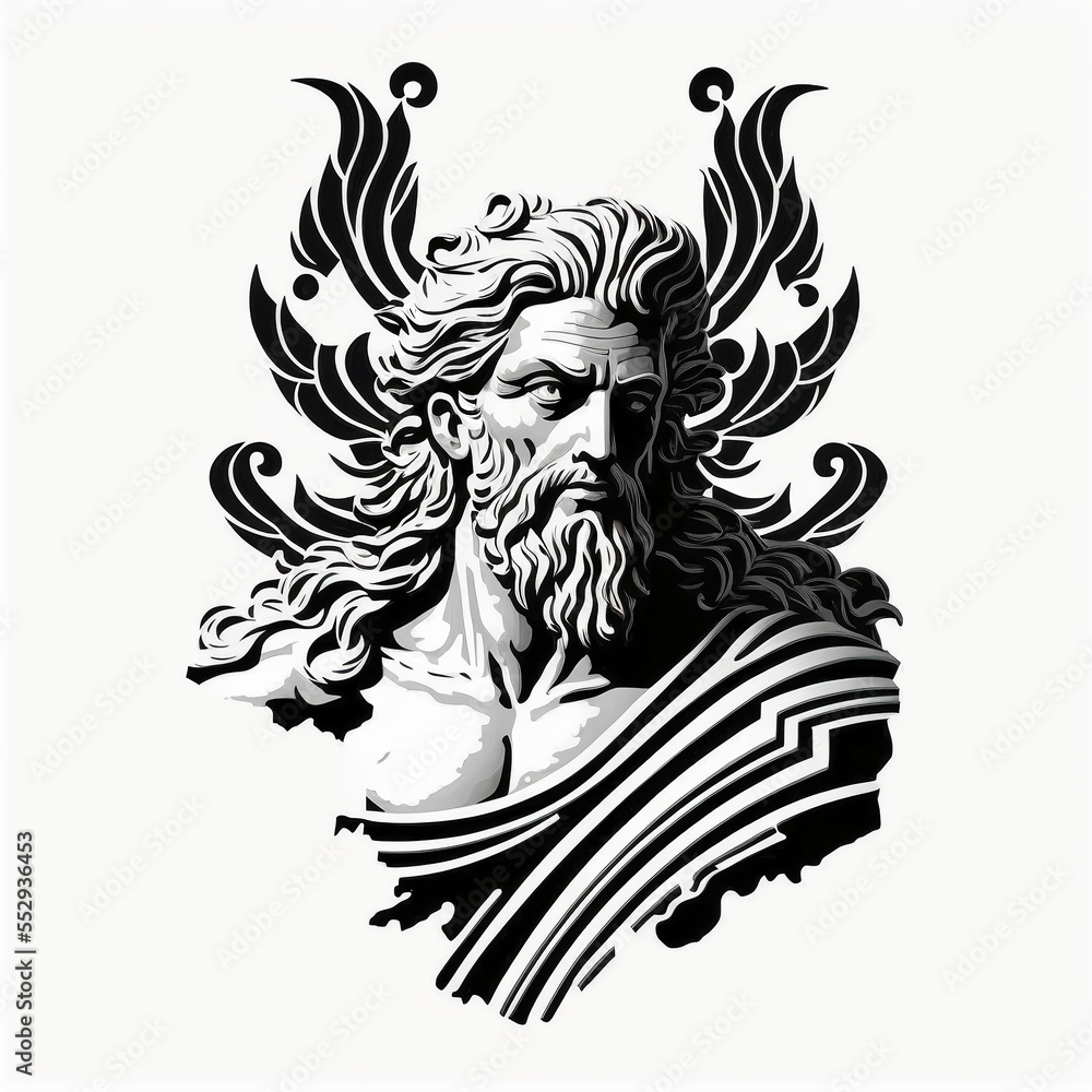 Fototapeta premium Zeus god vector for logo or design. Generative AI