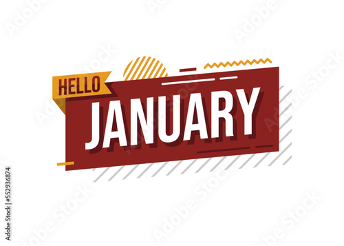 Hello january greeting design element