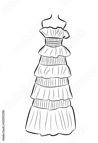 Modern fashion dress design sketches. 