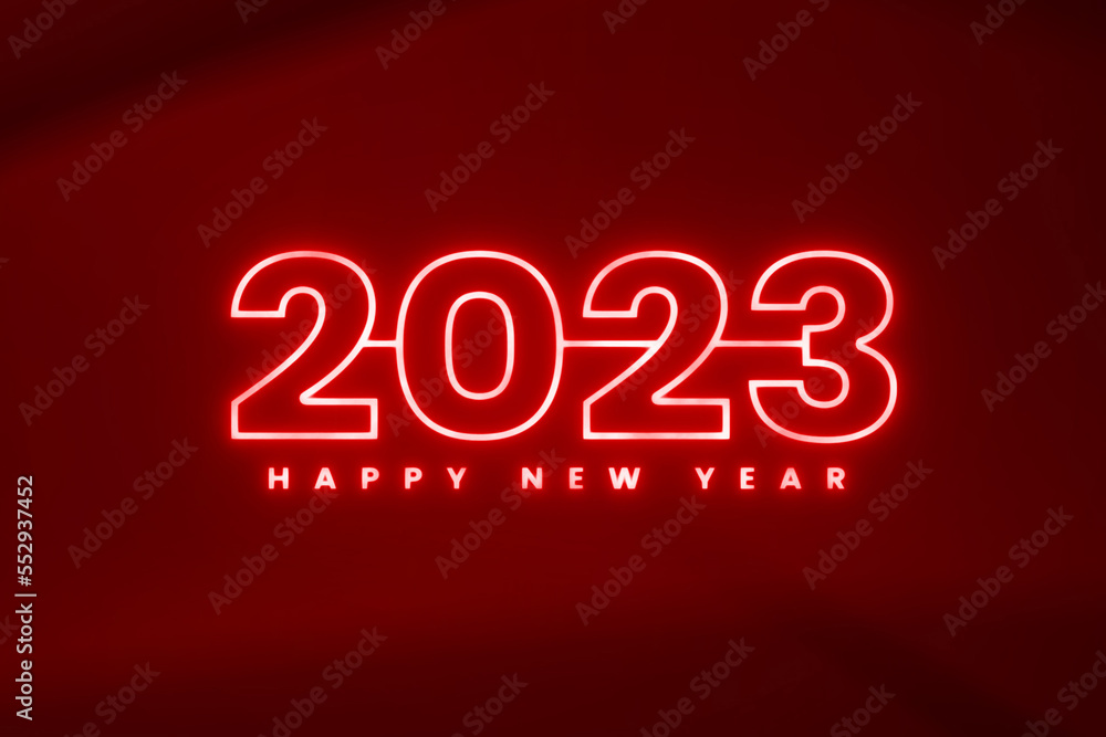 red neon light new year 2023