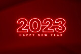 red neon light new year 2023