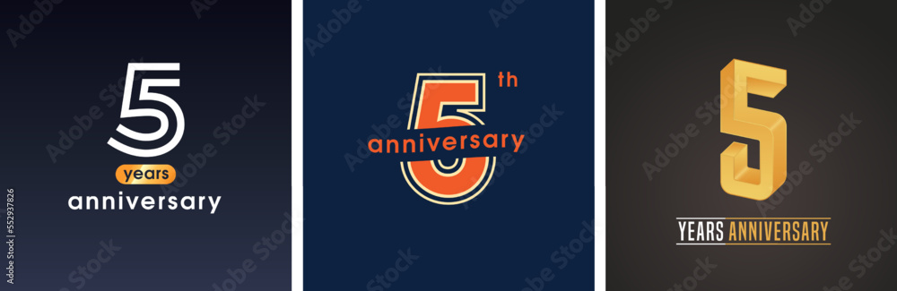 5 years anniversary set of vector graphic icons, logos 5 years anniversary set of vector graphic icons, logos
