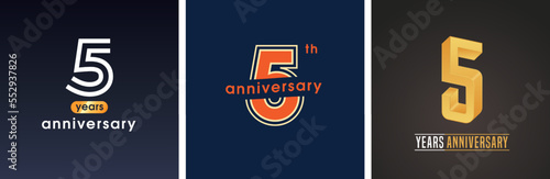 5 years anniversary set of vector graphic icons, logos