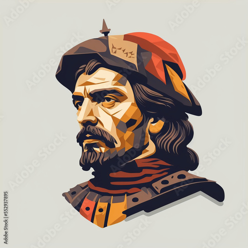 Spanish conquistador vector for logo or design. Created with Generative AI Technology photo