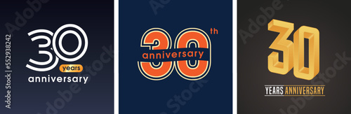 30 years anniversary set of vector graphic icons, logos.