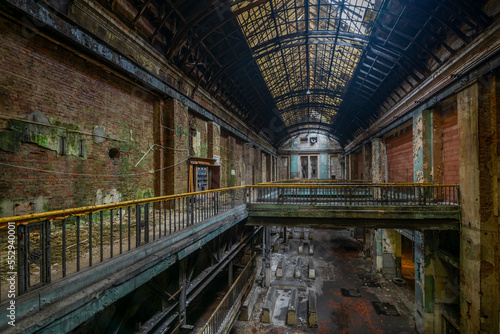 Old abandoned historic Art Nouveau factory power plant in Eastern Europe Szombierki