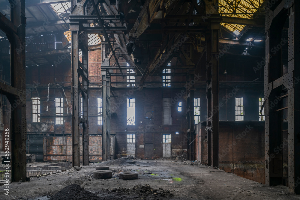 Old abandoned historic Art Nouveau factory power plant in Eastern Europe Szombierki