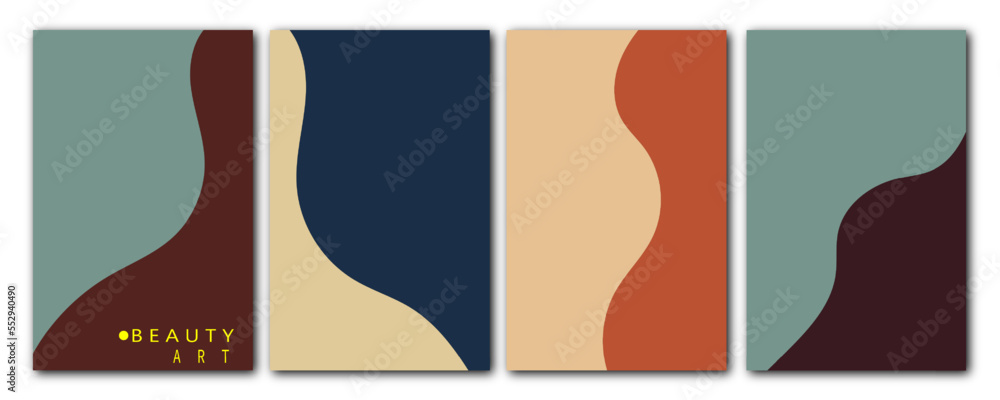 Set of Abstract trendy contemporary organic shapes background templates. Minimalist aesthetic.