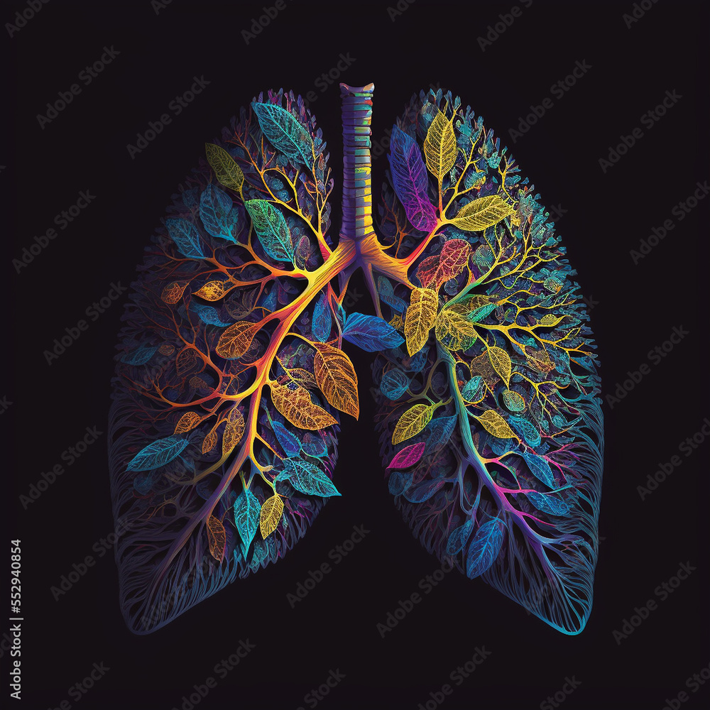 AI generated illustration of the human lungs' anatomy Stock ...