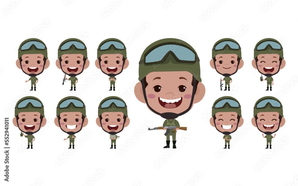 Set of soldier with different poses Set of soldier with different poses
