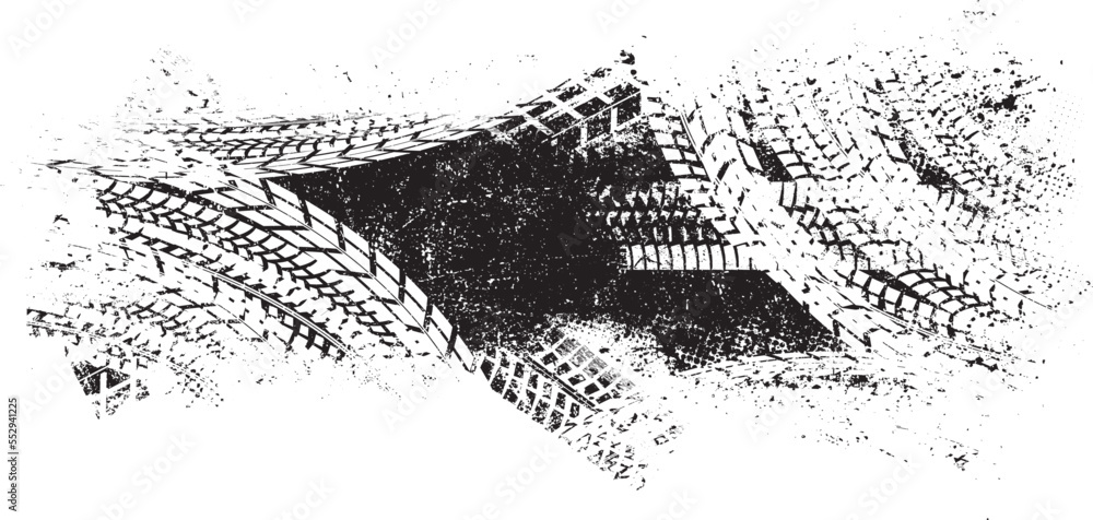 Vector Print Textured Tire Track . Design Element . Car tread
