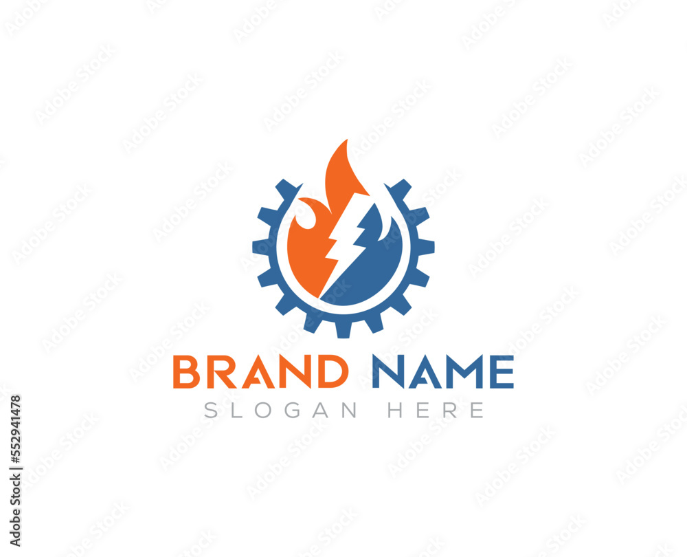 Fire gear logo designs fire industry logo vector Stock Vector Adobe Stock