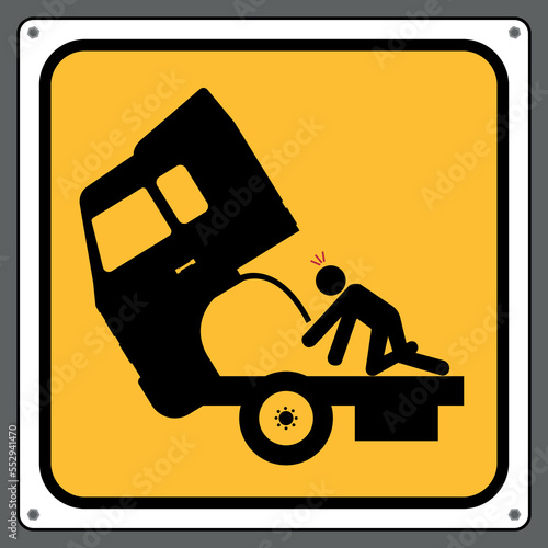 Be careful crush truck head.,sign caution