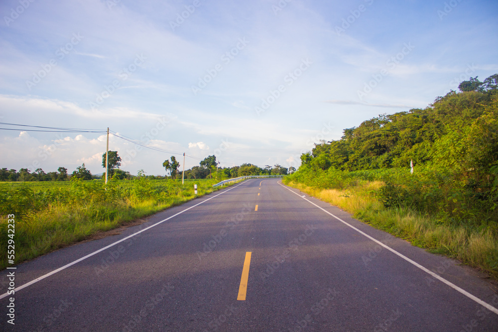 On a mountain road in the provinces of Thailand. Dangerous curvy road on the mountain.