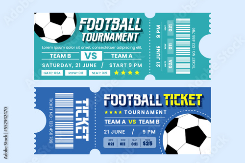 Football tournament sport event ticket design template simple and elegant design