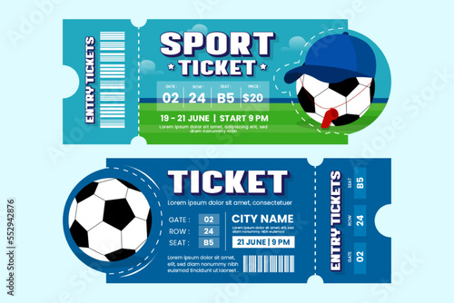 Football tournament sport event ticket design template simple and elegant design