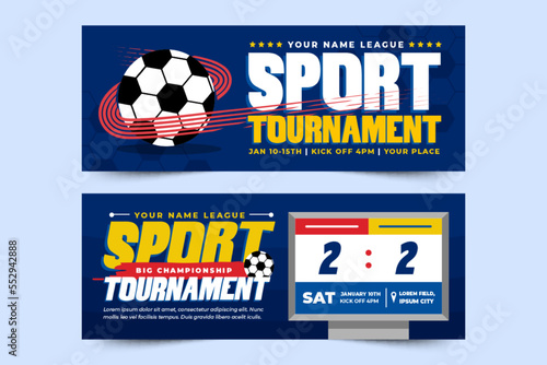 Football tournament sport event banner design template simple and elegant design