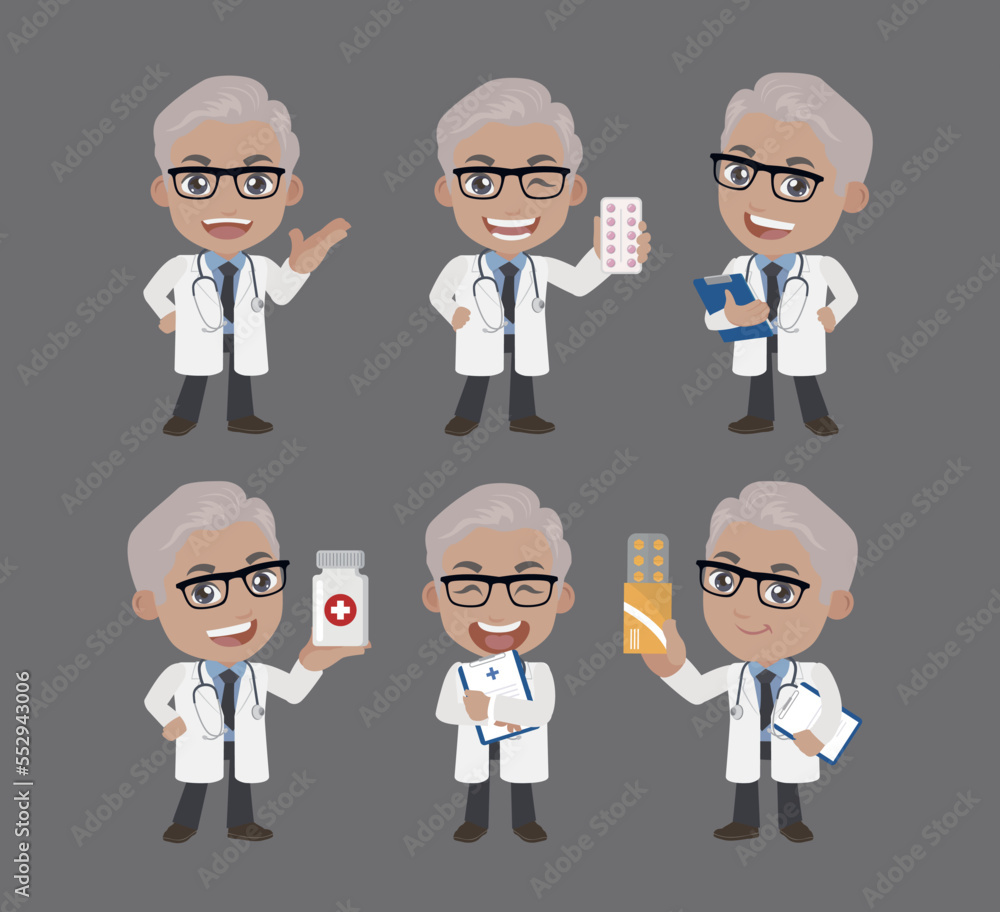 Doctor with different poses. vector Doctor with different poses. vector