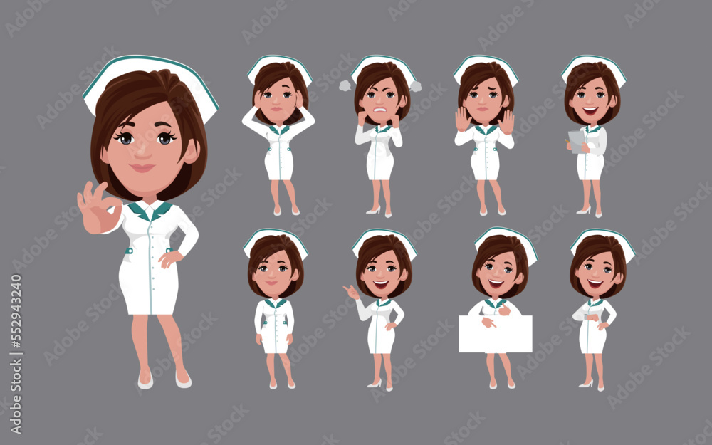 Nurse with different poses. vector
Nurse with different poses. vector