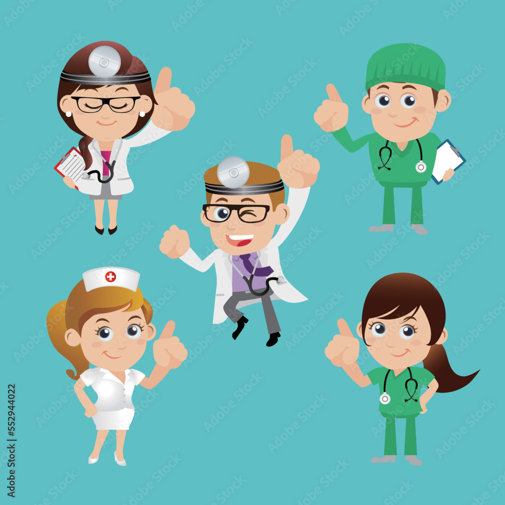 Doctor with different poses. vector-
Doctor with different poses. vector-