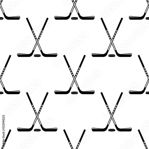 Hockey Icon Seamless Pattern, Sport Icon, Hockey Stick Icon