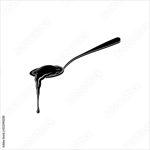 Spoon With Syrup Icon, Spoon Icon, Syrup Poured On Spoon