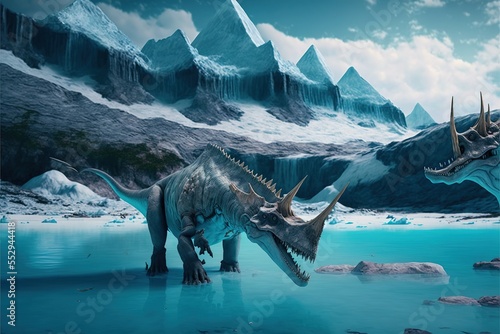 Alien Dinosaurs on a Glacier © Kyri