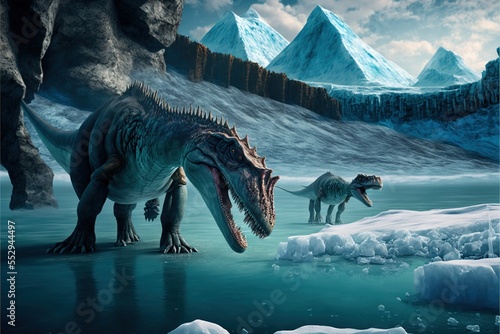 Alien Dinosaurs on a Glacier