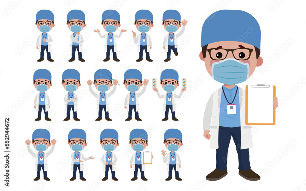 Set of doctor with different poses Set of doctor with different poses