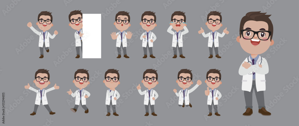 Set of doctor with different poses Set of doctor with different poses
