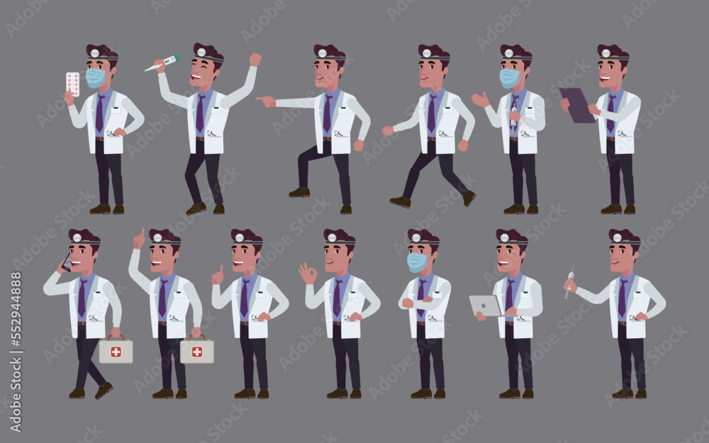 Set of doctor with different poses Set of doctor with different poses