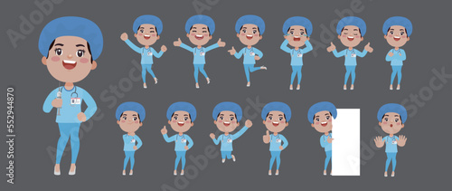 Doctor with different poses. vector-
