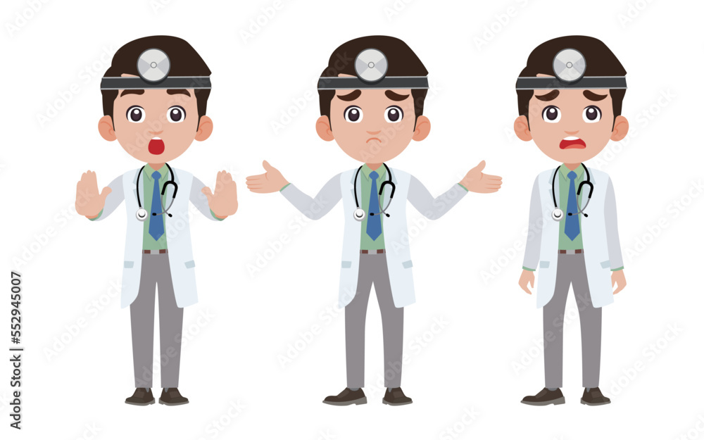 Set of doctor with different poses