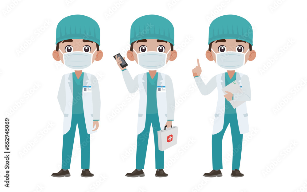 Set of doctor with different poses Set of doctor with different poses