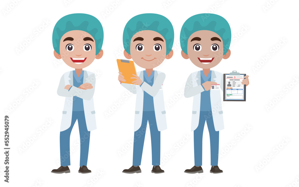 Set of doctor with different poses Set of doctor with different poses