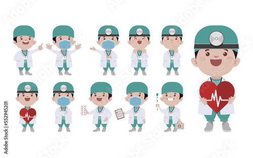 Doctor with different poses. vector-
