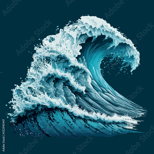 Stormy sea wave with foam. Vector illustration