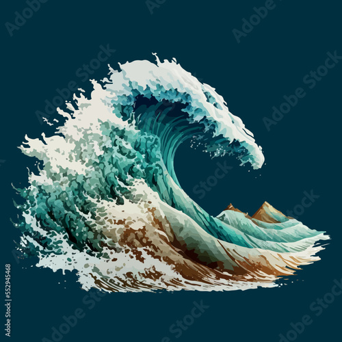 Stormy sea wave with foam. Vector illustration