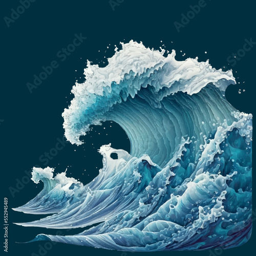 Stormy sea wave with foam. Vector illustration