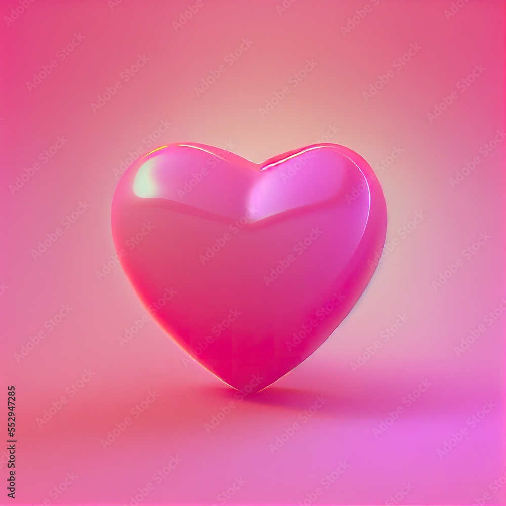 Heart on pink background 3d Digital lustration