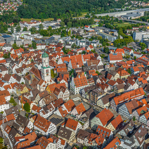 Ausblick auf die historische Altstadt von Biberach an der oberschwäbischen Barockstraße