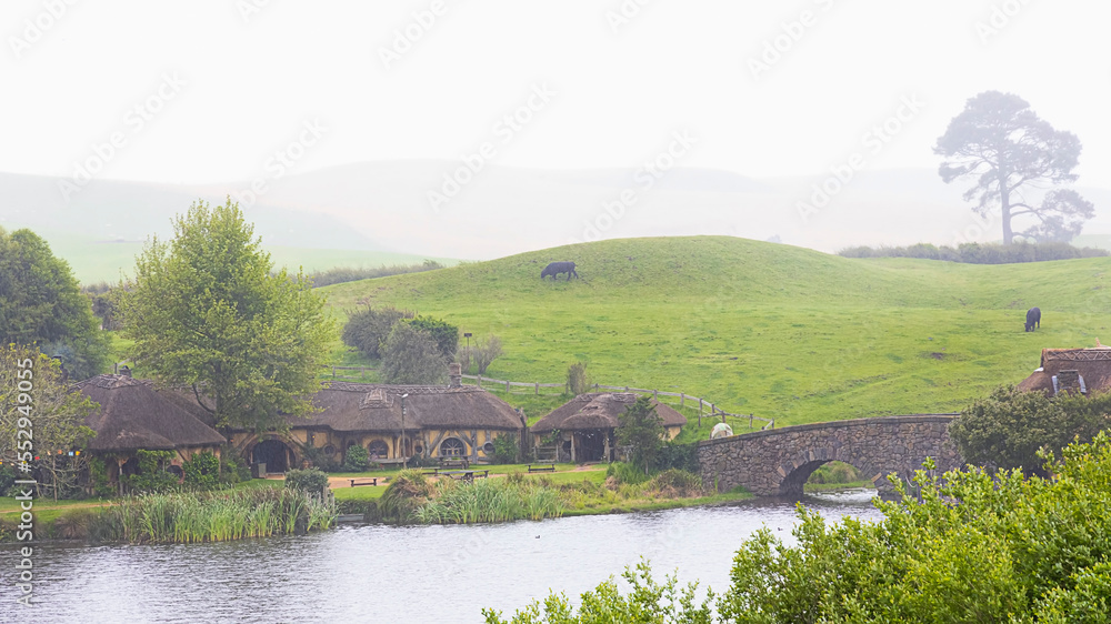 MATAMATA- NEW ZEALAND -NOVEMBER -2- 2022: Hobbiton - movie set created ...