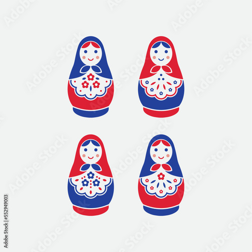 matryoshka doll illustration with russia flag color