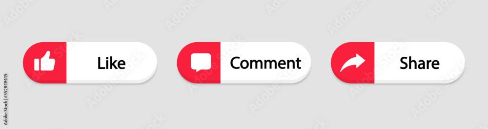 Like, comment and share web buttons. Social media symbol. Web buttons for social network, channel, blogging, marketing and promotion. Like, comment and share web buttons. Social media symbol. Web buttons for social network, channel, blogging, marketing and promotion.